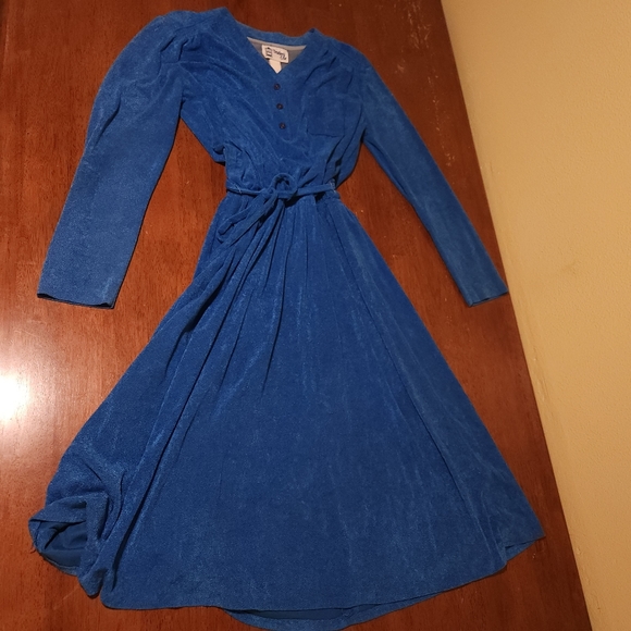 Vintage Blue Long-Sleeve Dress by Trolley Car - Picture 15 of 16
